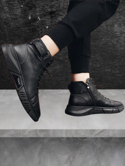 Maximilian | Bequeme schwarze Lederschuhe für Herren mit Gummisohle und modischem Design |  Schwarz 5
