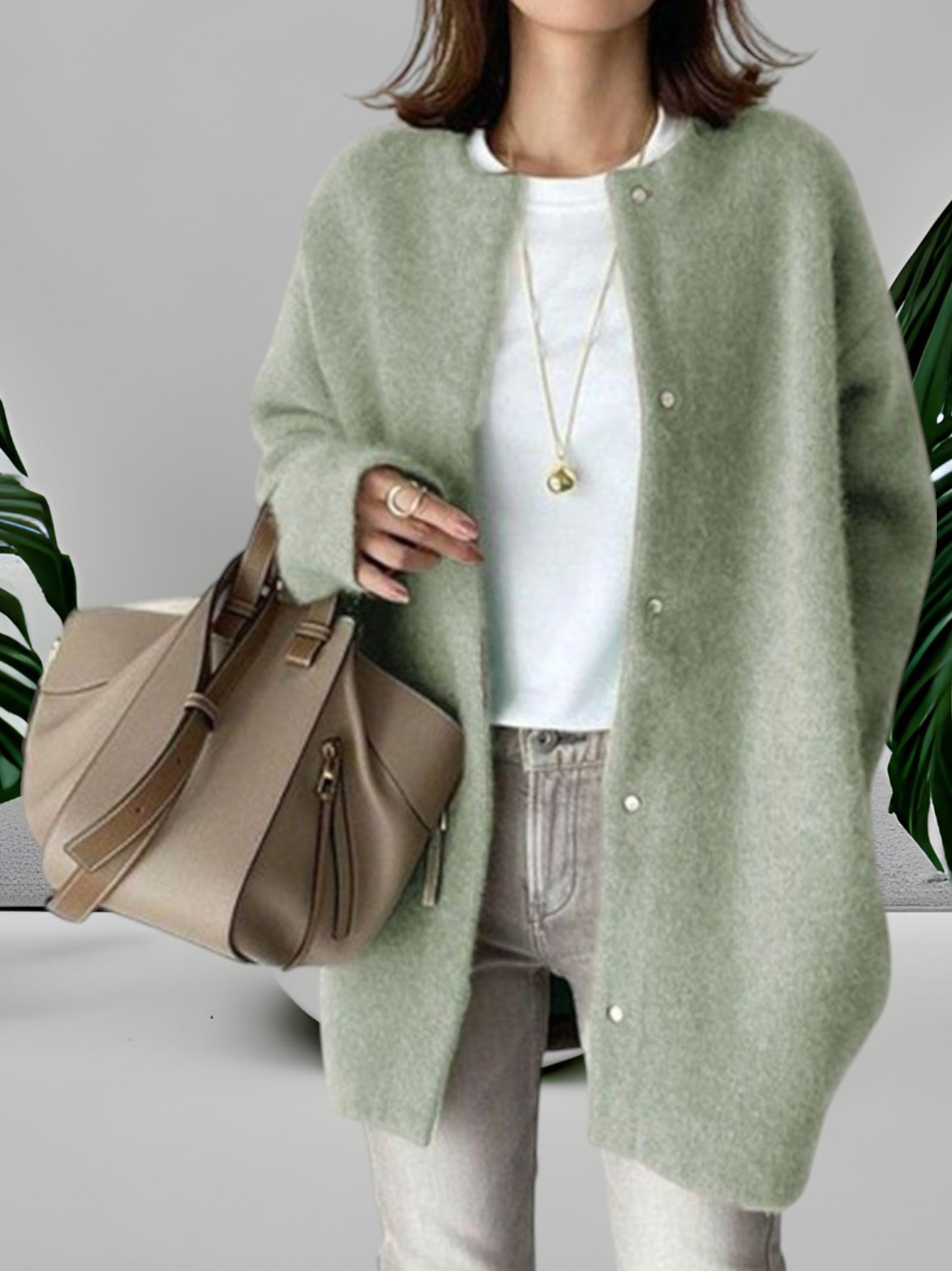Mia | Bequemer Pullover aus 100% Baumwolle mit Rundhalsausschnitt und langen Ärmeln für Damen | Grün
