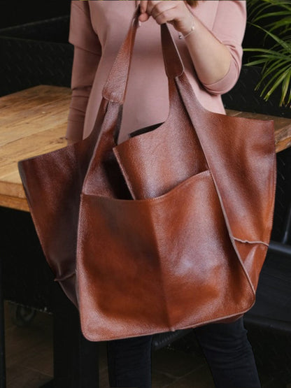 Mia | Elegante Handtasche Damen aus hochwertigem Leder mit großer Kapazität und modernem Design | Braun