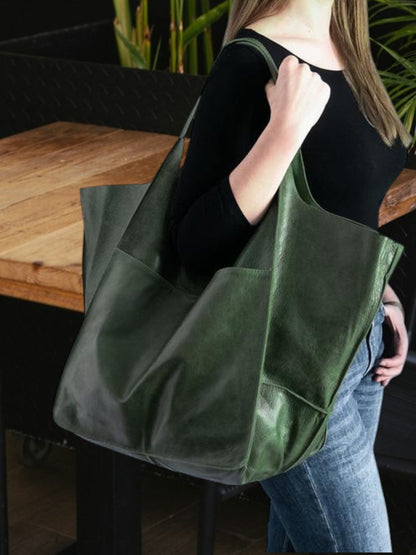 Mia | Elegante Handtasche Damen aus hochwertigem Leder mit großer Kapazität und modernem Design | Grun 2
