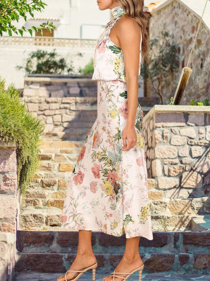 Mia | Elegantes Maxikleid Sommer mit Blumenmuster und elastischer Taille für Damen | Weiß 4