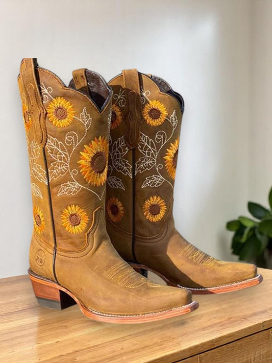 Mia | Stilvolle Cowboy-Stiefel aus hochwertigem Leder mit klassischer Silhouette und bequemer Innensohle | Khaki