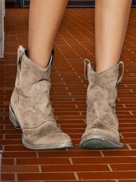 Mia | Vintage Cowboy Knöchelstiefel aus hochwertigem Leder für Damen | Braun