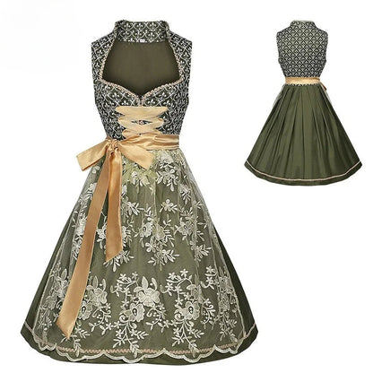 Midi-Dirndlkleid | Gemustertes Mieder | Oktoberfest 2
