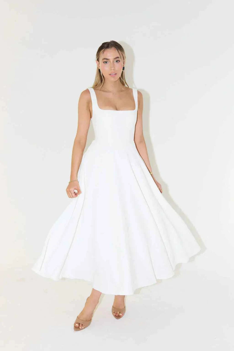 Midikleid Damen | Eckiger Ausschnitt & A-Linie Silhouette