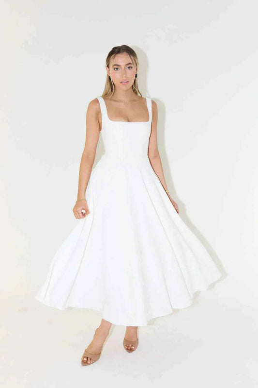 Midikleid Damen | Eckiger Ausschnitt & A-Linie Silhouette