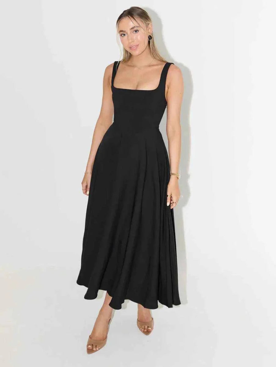 Midikleid Damen | Eckiger Ausschnitt & A-Linie Silhouette