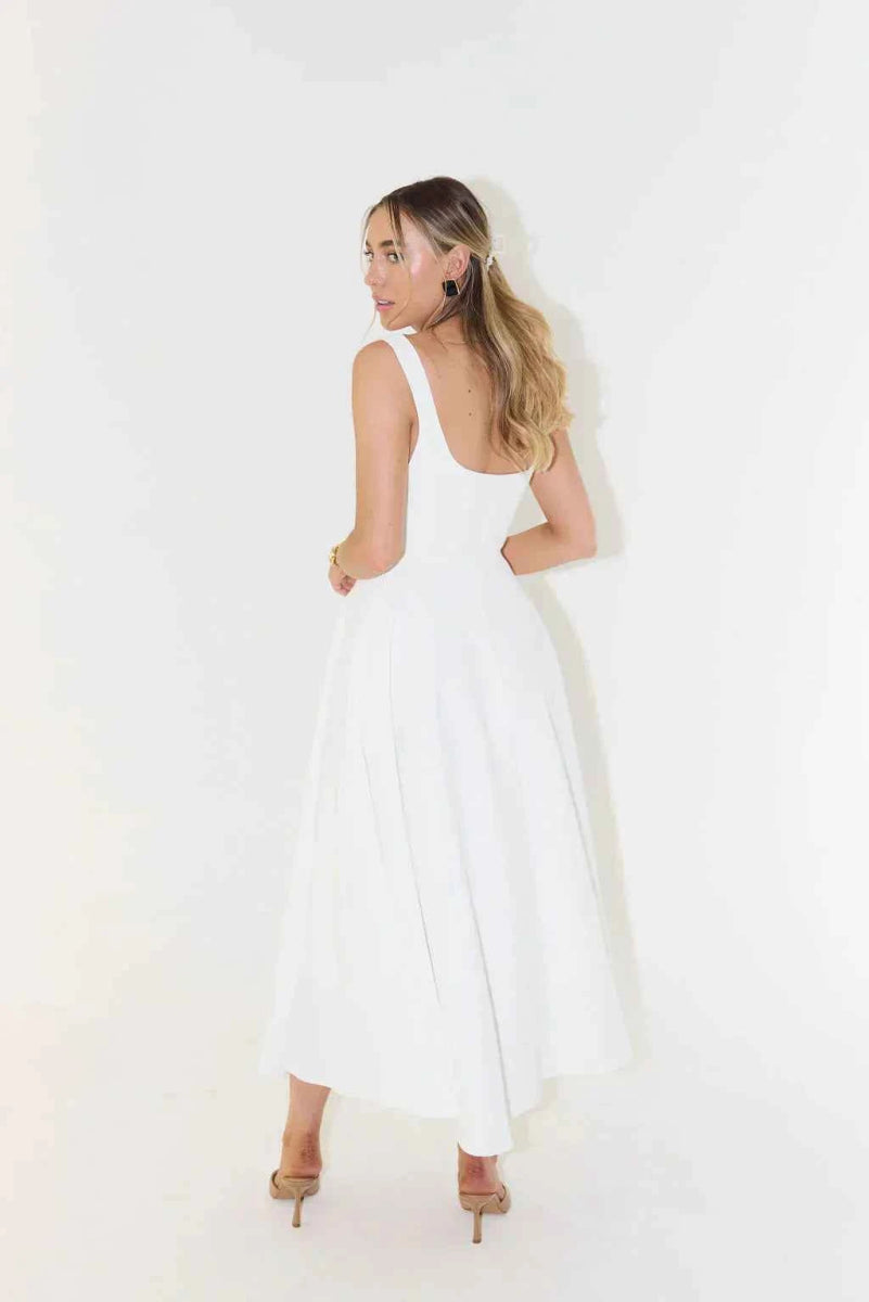 Midikleid Damen | Eckiger Ausschnitt & A-Linie Silhouette