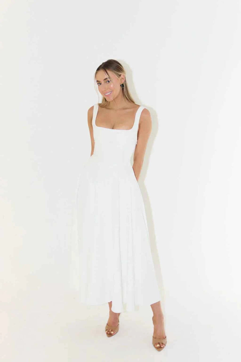 Midikleid Damen | Eckiger Ausschnitt & A-Linie Silhouette