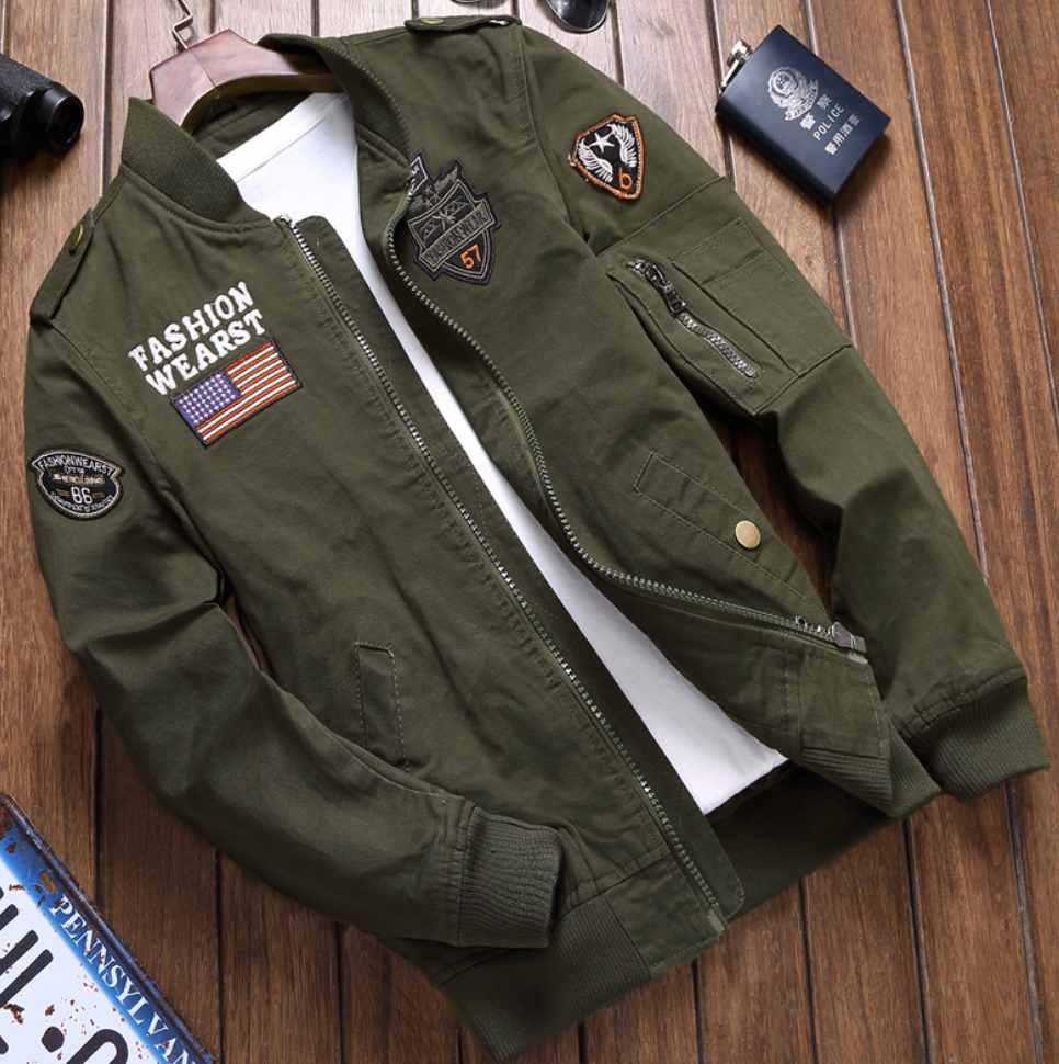 Militärjacke für Herren | Strapazierfähiges Design mit Aufnähern 0