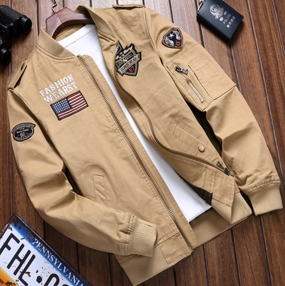 Militärjacke für Herren | Strapazierfähiges Design mit Aufnähern
