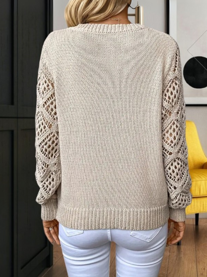 Mirabelle | Bequemer V-Ausschnitt Pullover Damen aus weichem Strickstoff für jede Jahreszeit | Aprikose 2