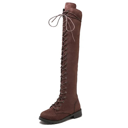 Modische Overknee Stiefel Schwarz mit Einzigartiger Schnürung für Frauen 5