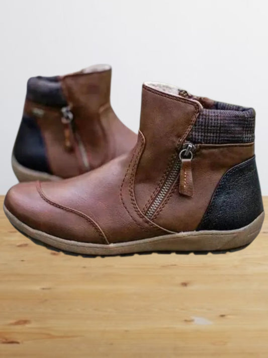 Moira | Premium Wasserdichte Stiefel mit Reißverschluss und Ergonomischer Bogenunterstützung für Damen | Braun