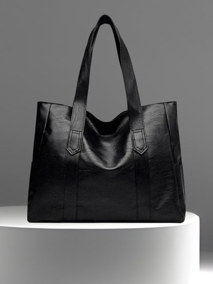 Nora | Minimalistische Umhängetasche Damen aus weichem Leder, handgefertigt, elegantes Design, vielseitig einsetzbar | Schwarz