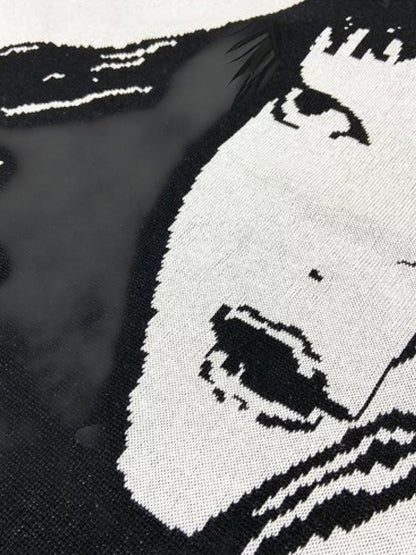 Nuvella | Kreativer Damenpullover aus weichem Strickstoff mit einzigartigem grafischem Design | WeiB