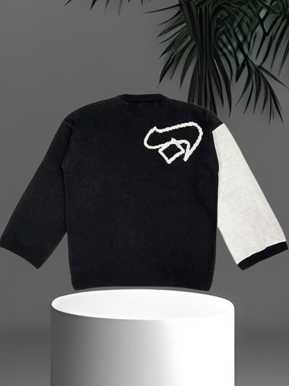 Nuvella | Kreativer Damenpullover aus weichem Strickstoff mit einzigartigem grafischem Design | WeiB 1