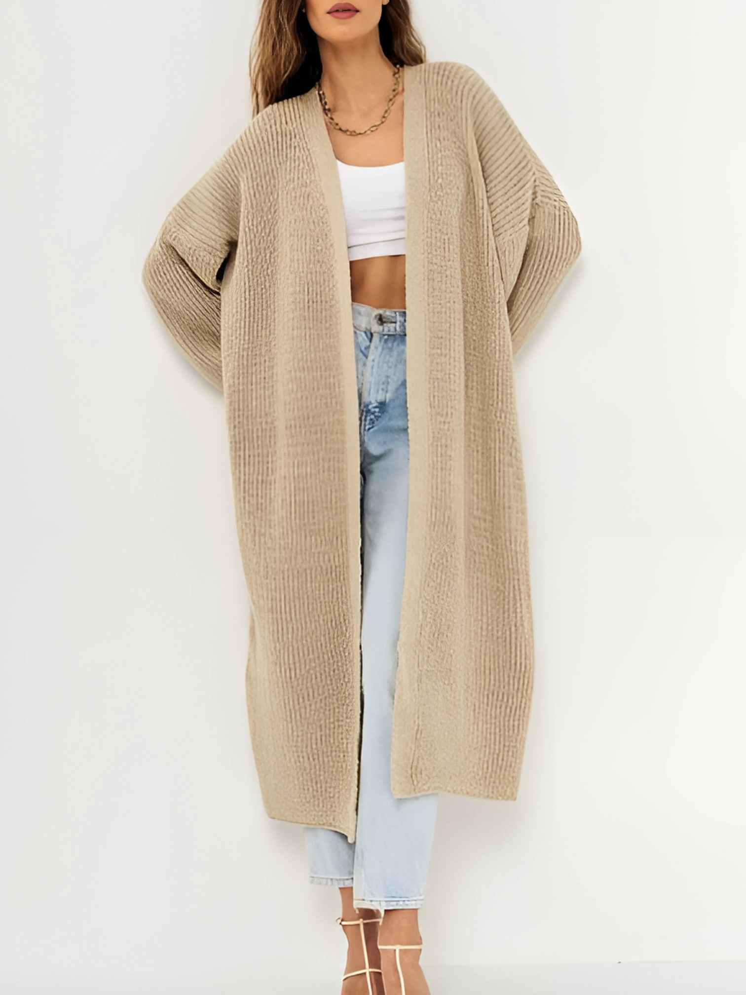 Offene Strickjacke für Damen | Lockere Passform 0