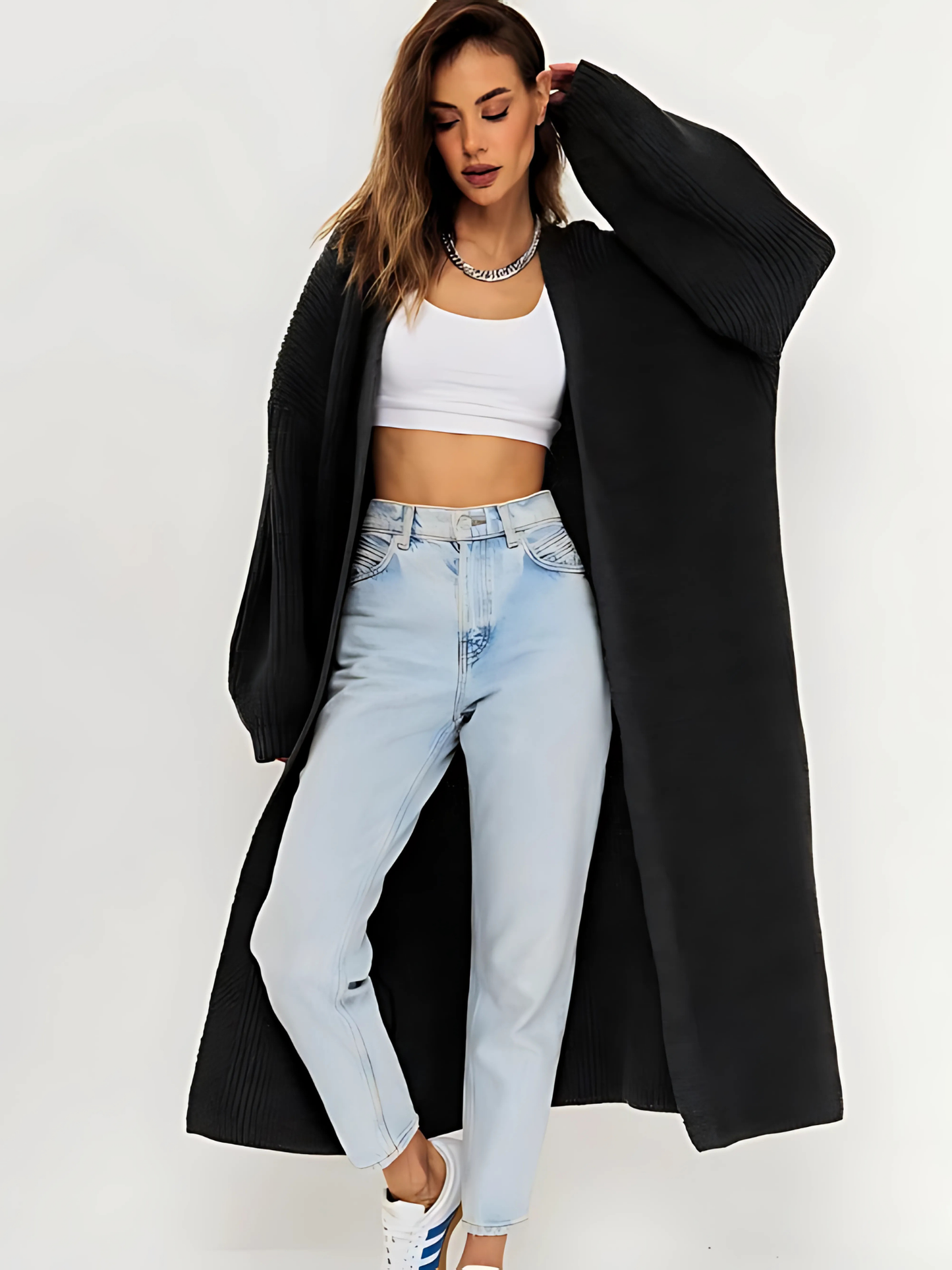 Offene Strickjacke für Damen | Lockere Passform 1