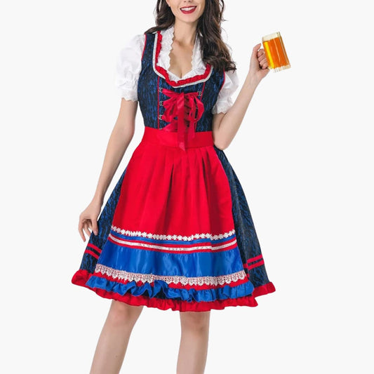 Oktoberfest Dirndlkleid | Knielang mit Schürze und Schnürung 0