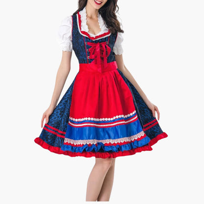 Oktoberfest Dirndlkleid | Knielang mit Schürze und Schnürung 1