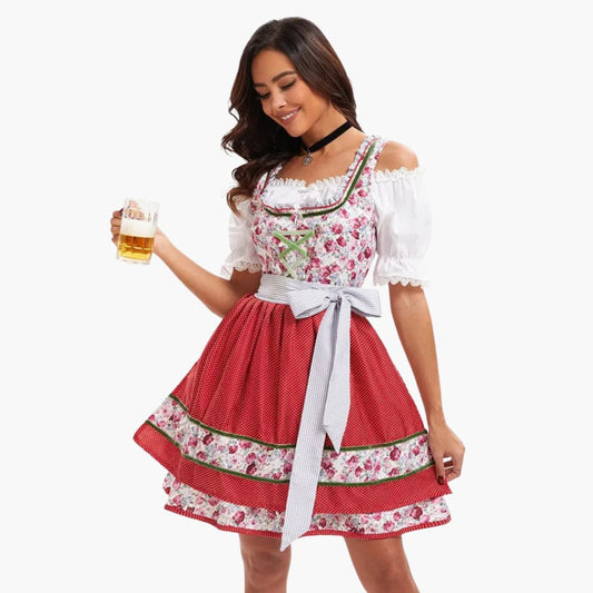 Oktoberfest Knielanges Dirndlkleid | Traditionelle Schnürung 0
