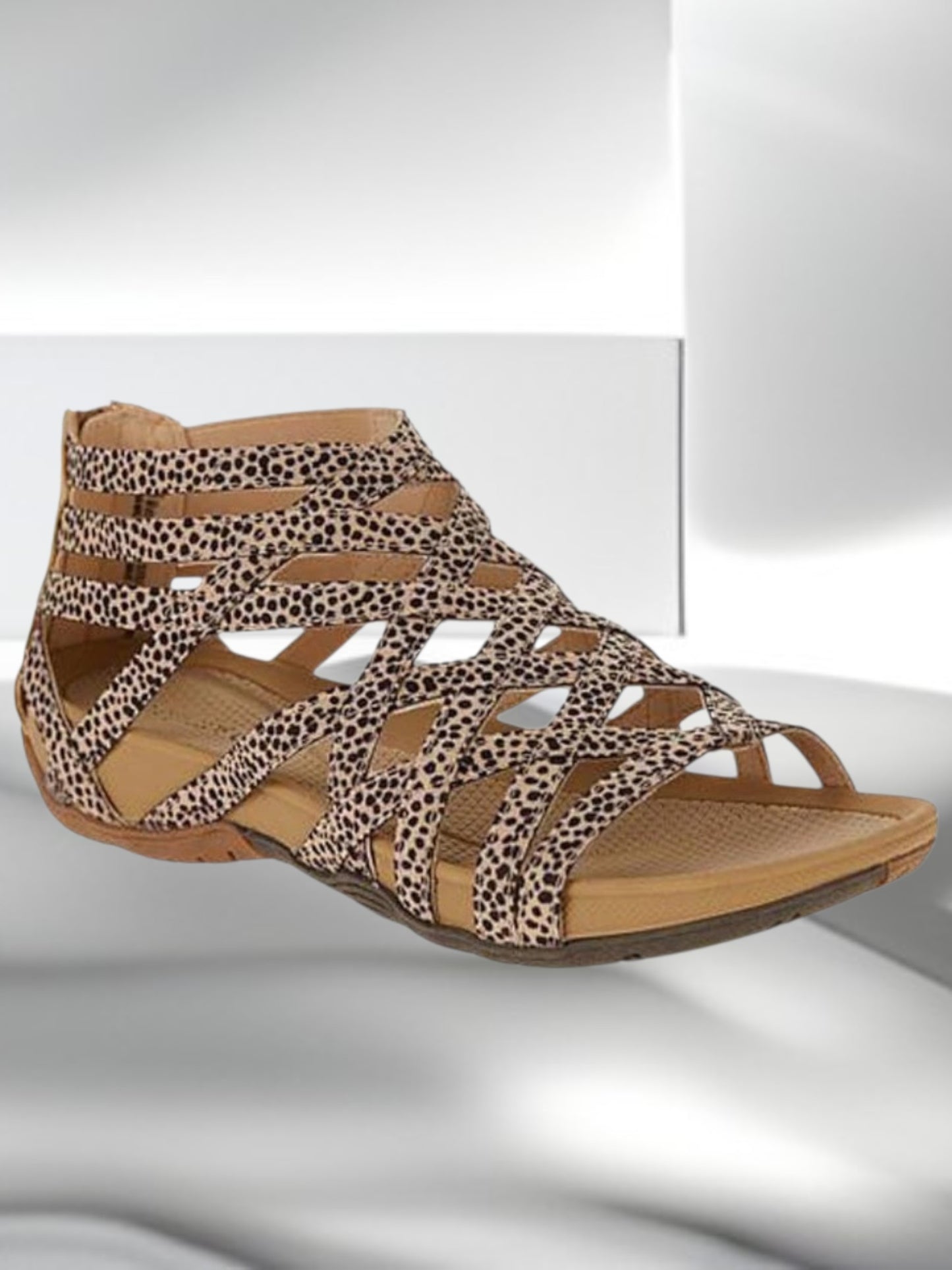 Olesya | Stilvolle orthopädische Sandalen für Damen mit maximalem Komfort und eleganter Optik | Helles Leopardenmuster | Dunkles Leopardenmuster
