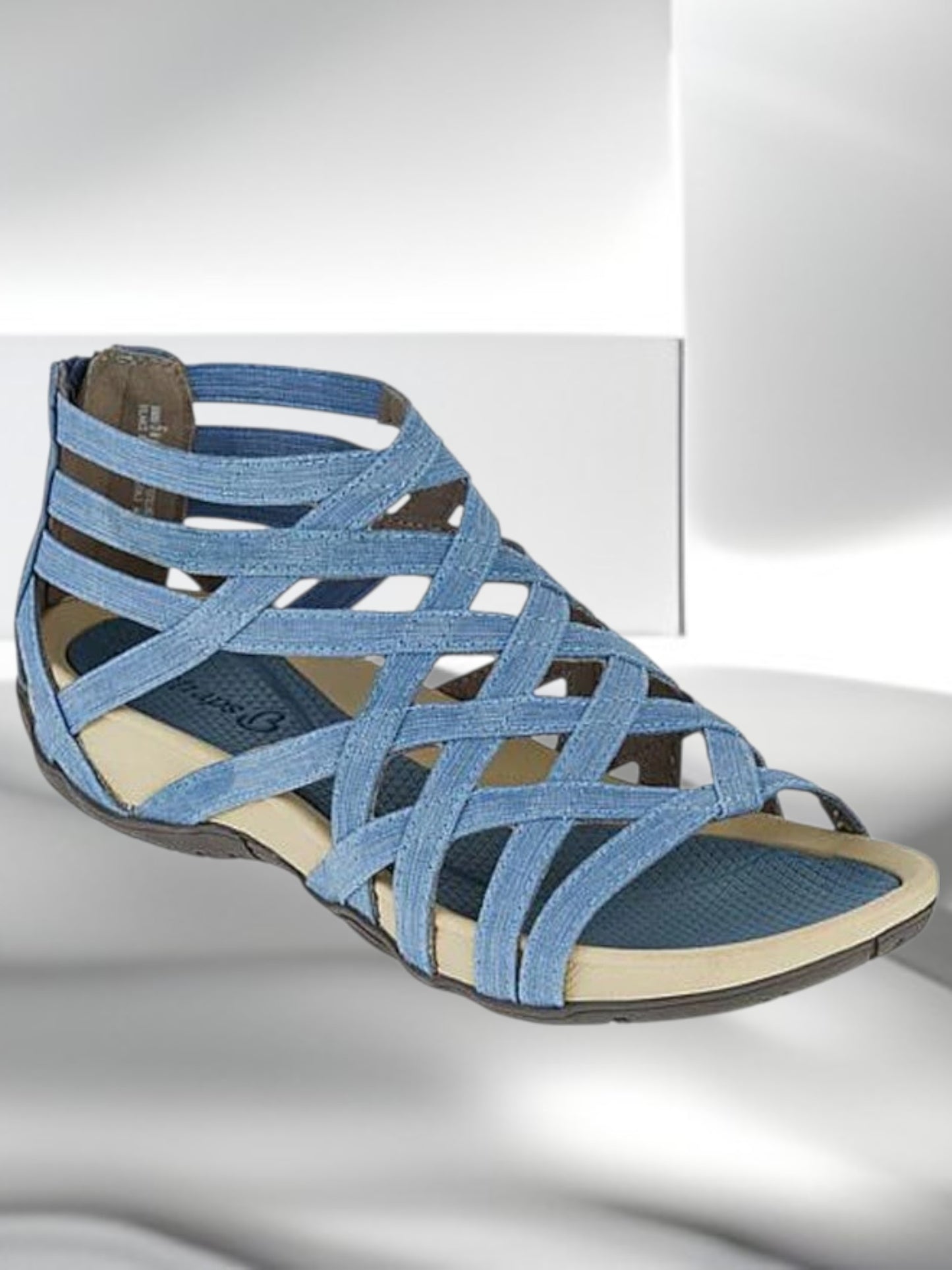 Olesya | Stilvolle orthopädische Sandalen für Damen mit maximalem Komfort und eleganter Optik | Helles Leopardenmuster | Hellblau