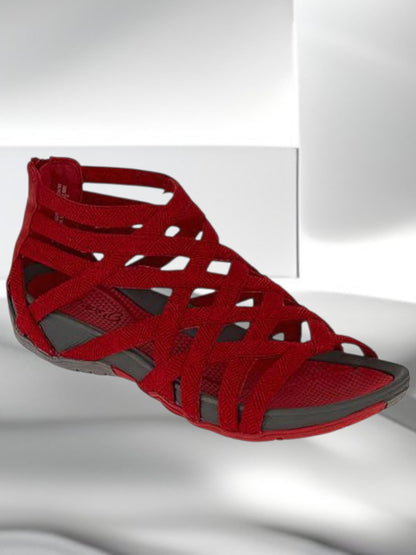 Olesya | Stilvolle orthopädische Sandalen für Damen mit maximalem Komfort und eleganter Optik | Helles Leopardenmuster | Rot