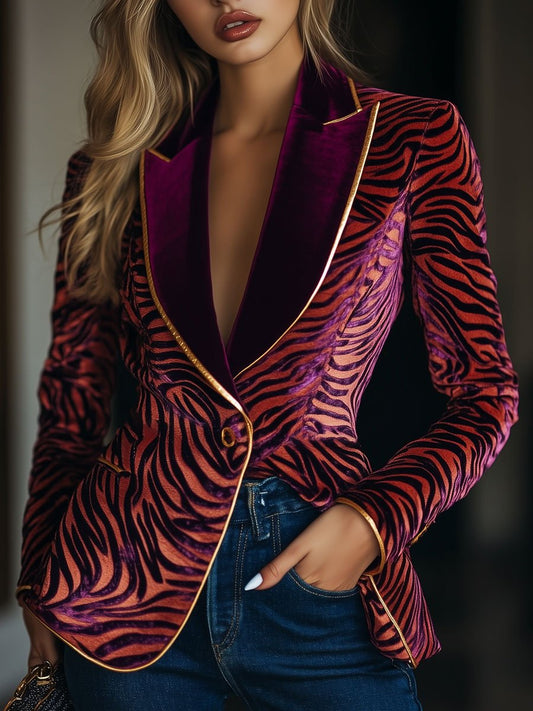 Oversize-Blazer mit Zebra-Print für Damen | Loose Fit 0