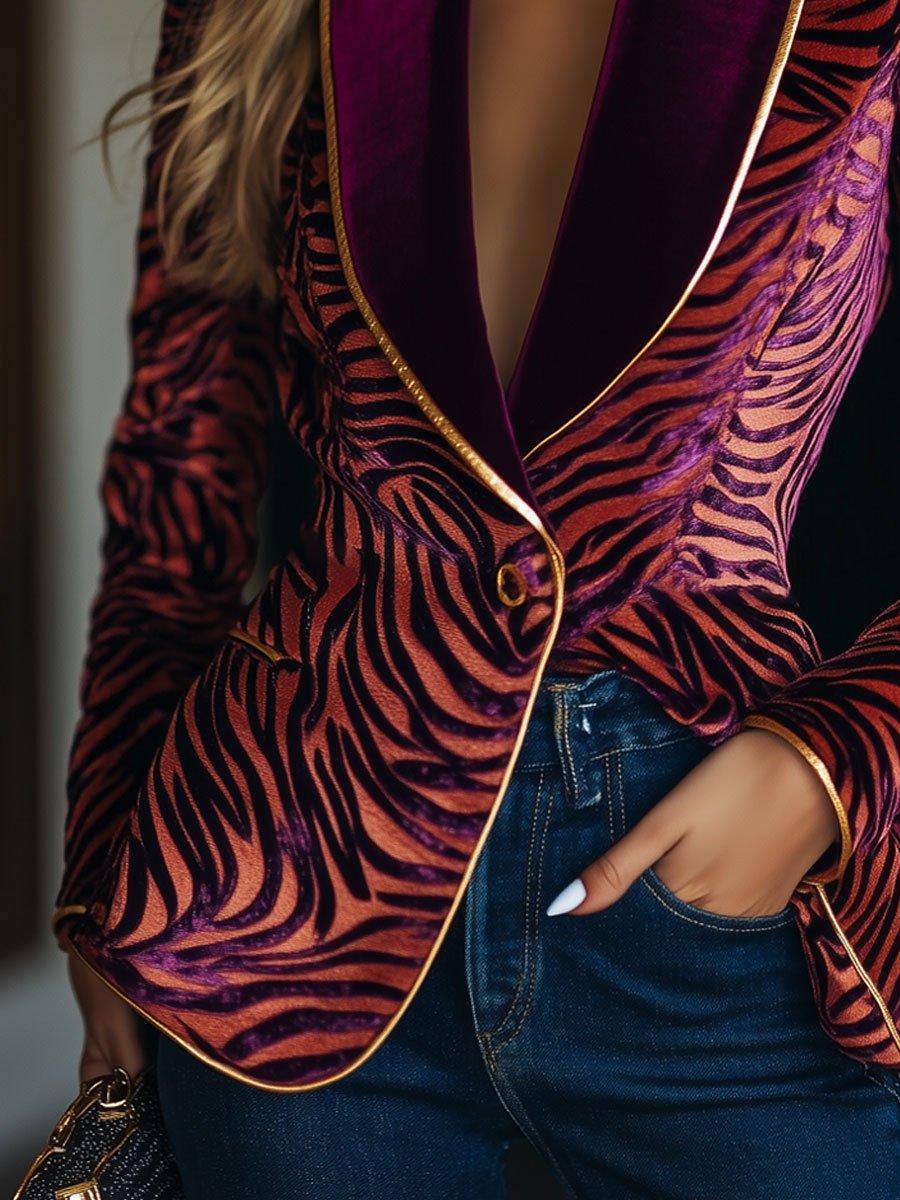 Oversize-Blazer mit Zebra-Print für Damen | Loose Fit 2