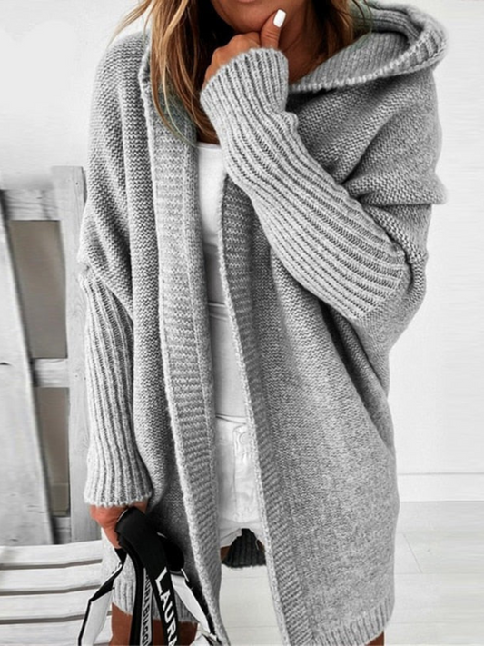 Oversize-Strickjacke mit Kapuze für Damen | Lang 0