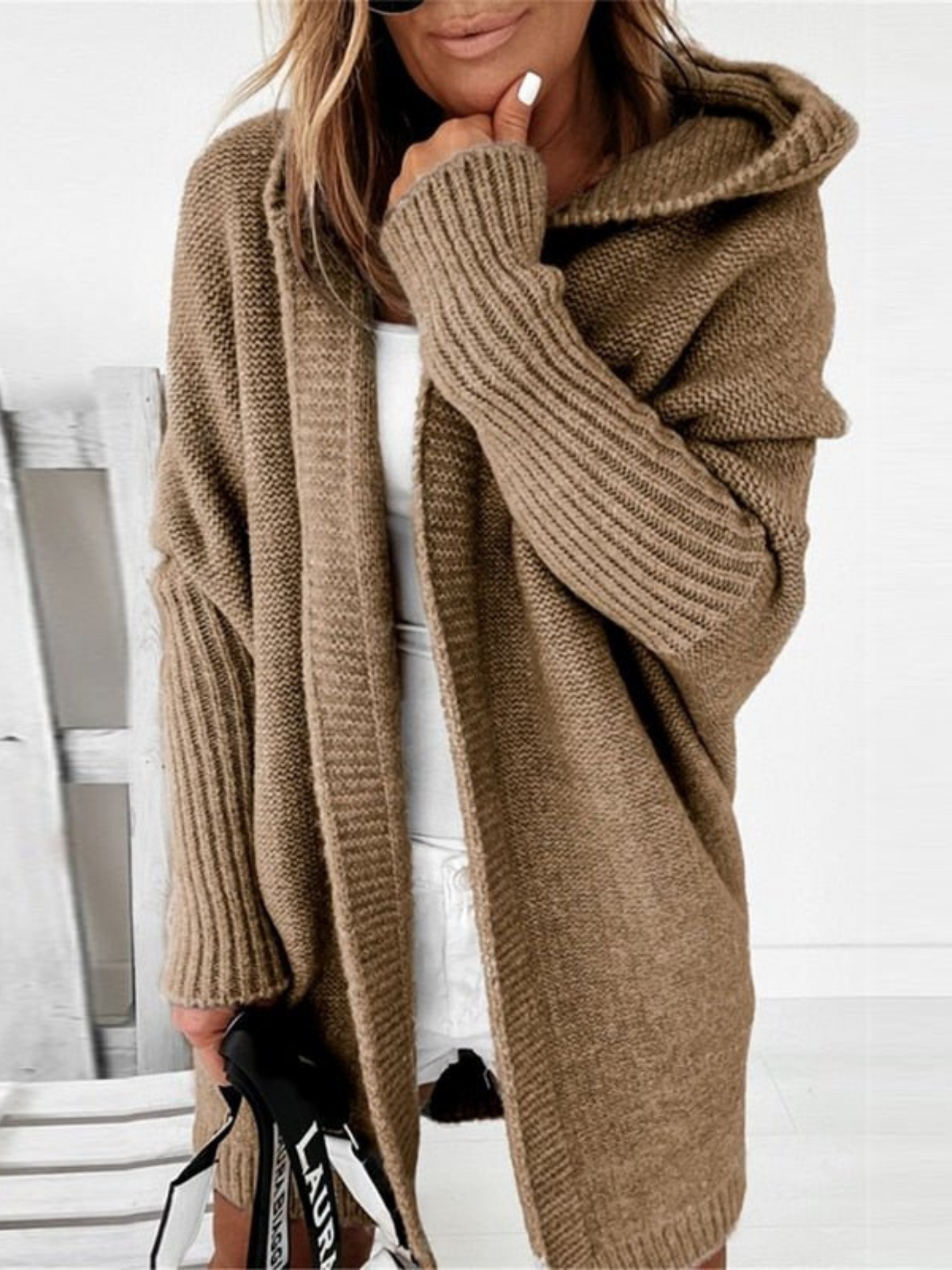 Oversize-Strickjacke mit Kapuze für Damen | Lang 1