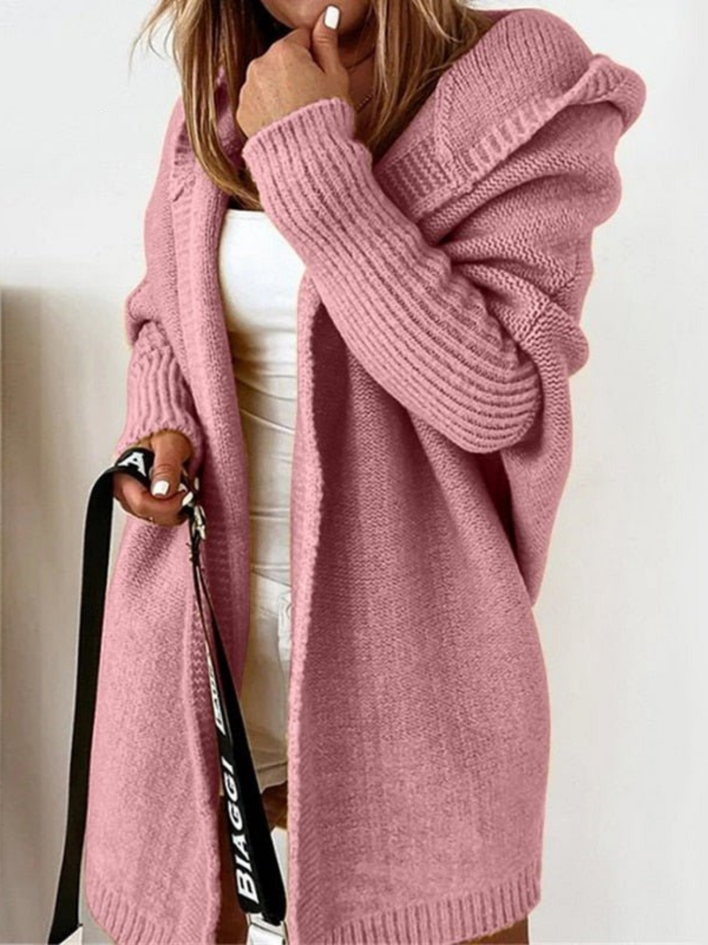 Oversize-Strickjacke mit Kapuze für Damen | Lang 4