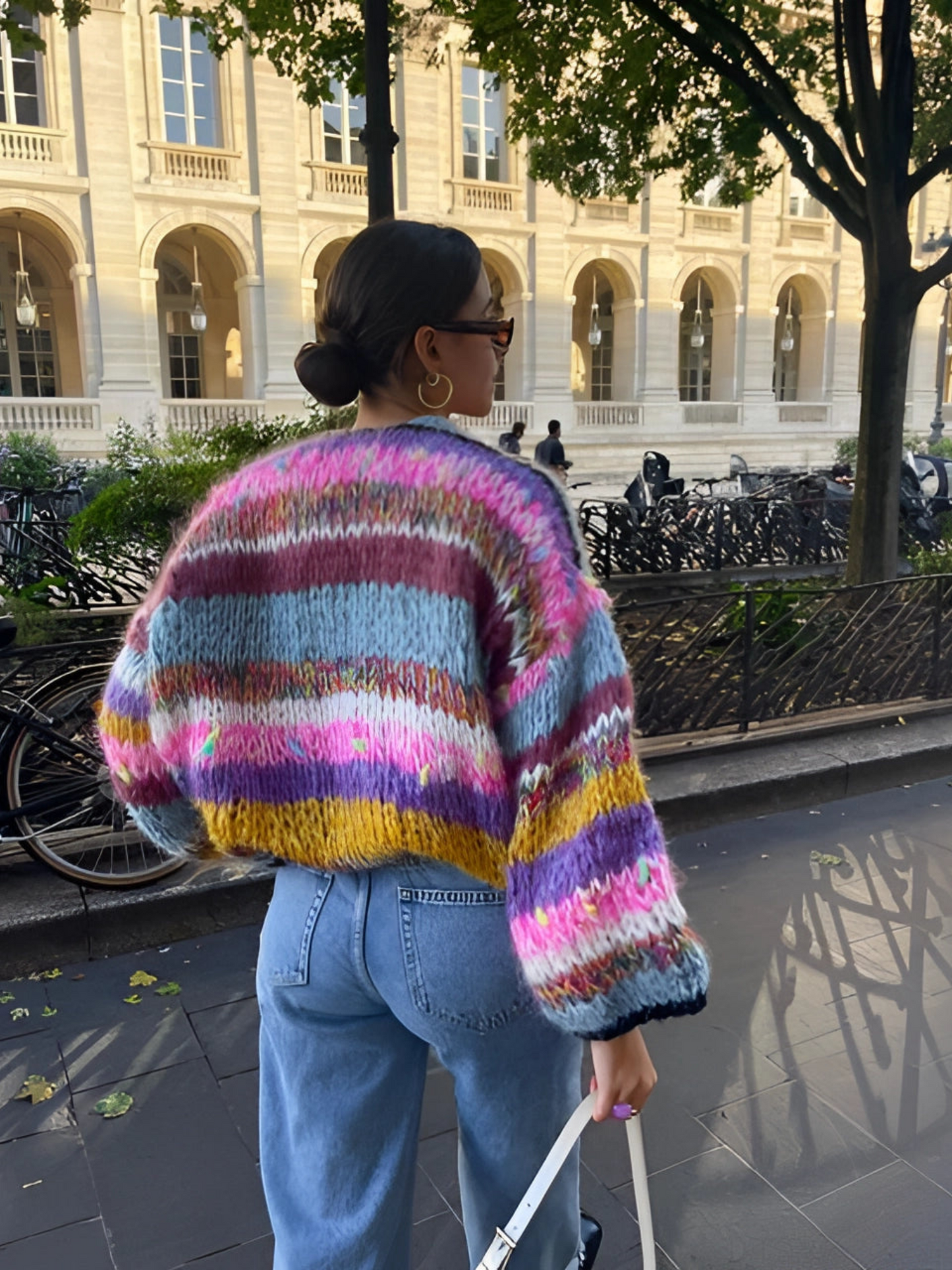 Patchwork-Cardigan für Damen | Lange Puffärmel 0