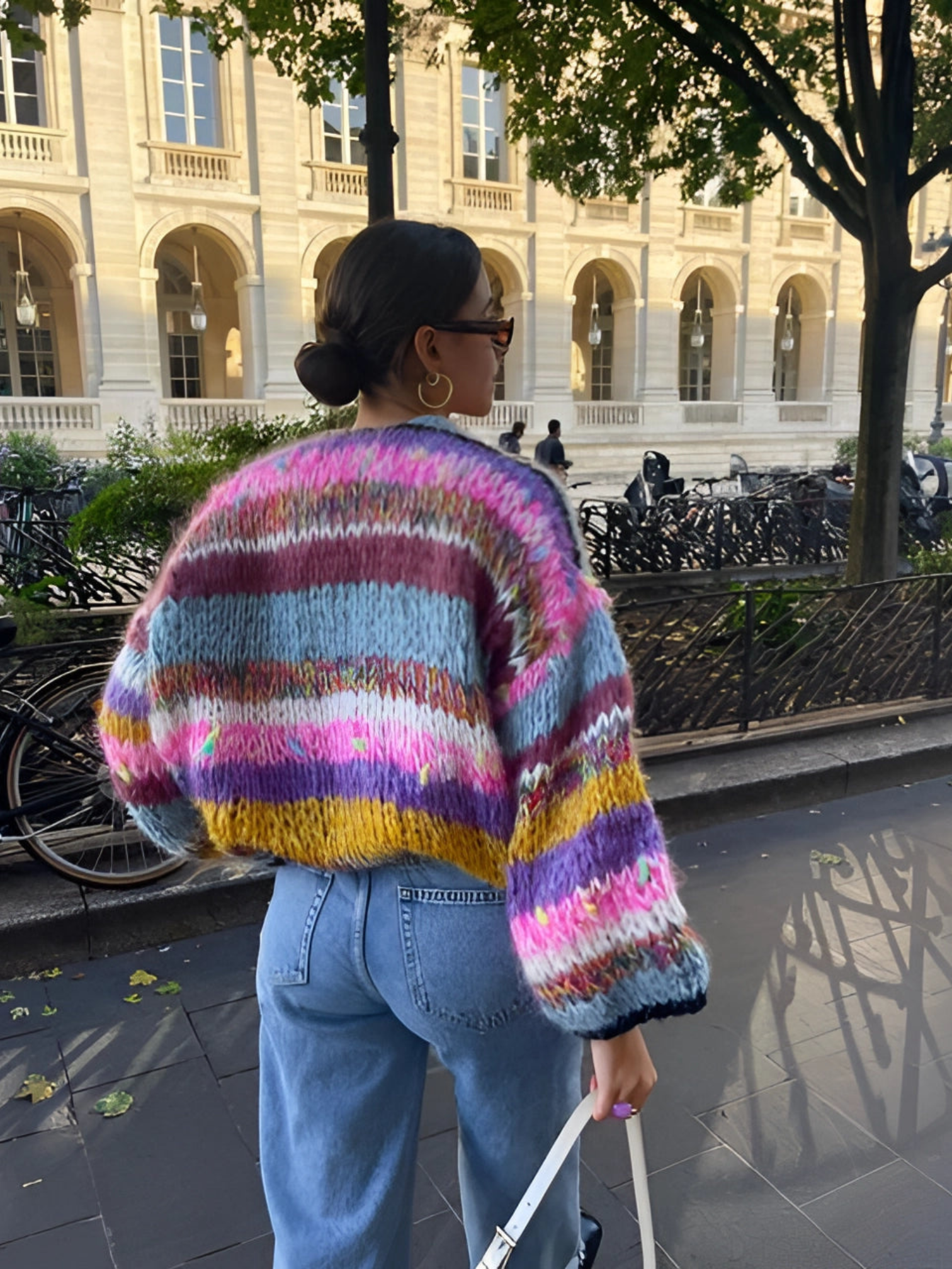 Patchwork-Cardigan für Damen | Lange Puffärmel 0