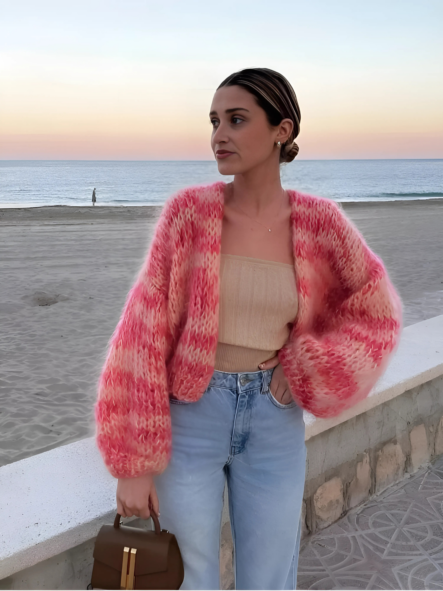 Patchwork-Cardigan für Damen | Lange Puffärmel 2