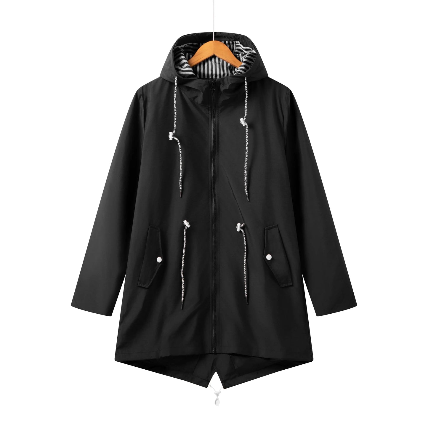 Regenjacke für Damen, wasserdicht, mit Kapuze, reguläre Passform 1