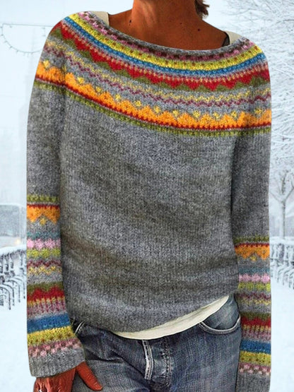 Retro-inspirierter Pullover | Grau 1