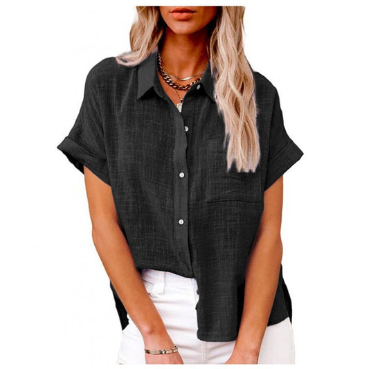 Bluse Damen | Leichte Kurzarmbluse mit Zeitlosem Hemdblusen-Stil