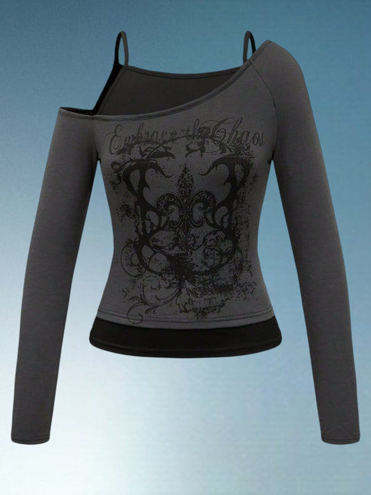 Ria | Elegantes schulterfreies Damen-Top mit Spaghetti-Trägern für festliche Anlässe | Dunkelgrau