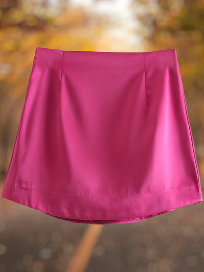 Rivaya | Eleganter Damenrock Mini mit Falten und figurschmeichelndem Schnitt aus leichtem Stoff | Magenta 3