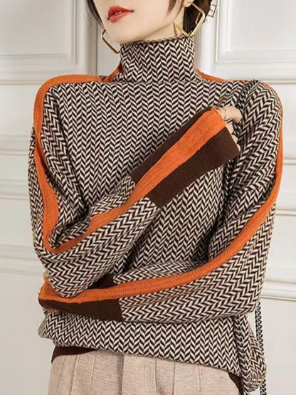 Rollkragenpullover Damen | Geometrischer Druck 0