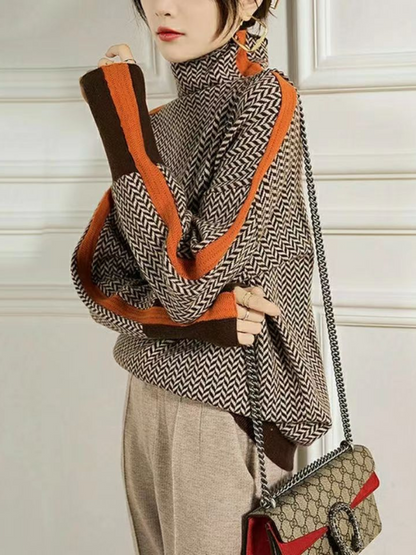 Rollkragenpullover Damen | Geometrischer Druck 1