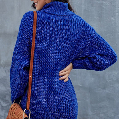 Rollkragenpullover Damen | Grobstrick | Blau 3