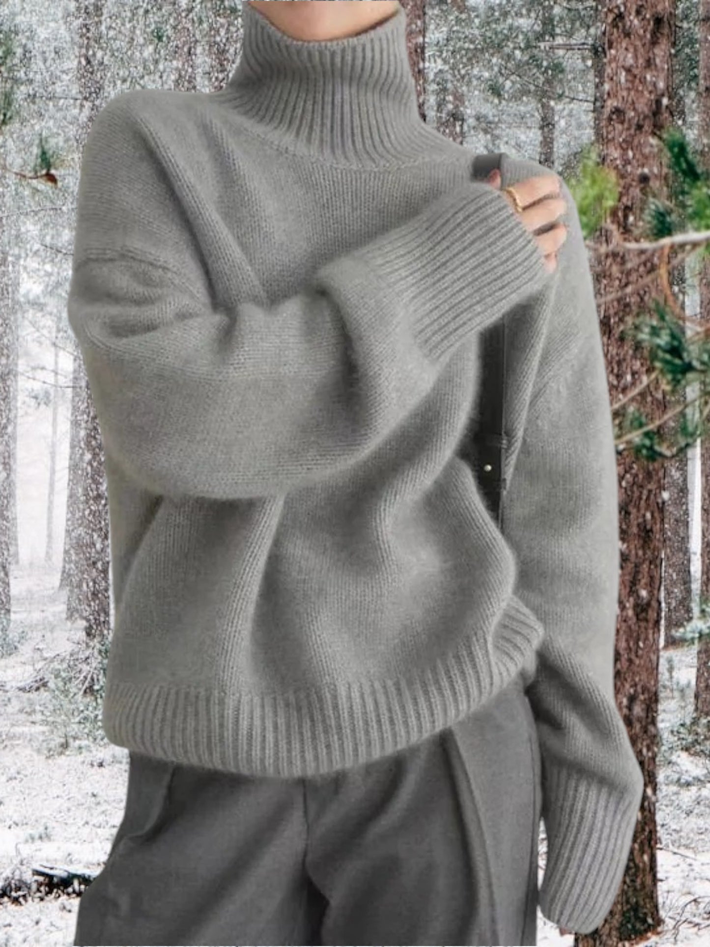 Rollkragenpullover Damen | Hochwertiger Kaschmir  | Grau