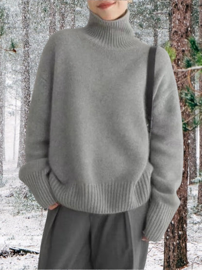 Rollkragenpullover Damen | Hochwertiger Kaschmir  | Grau 2