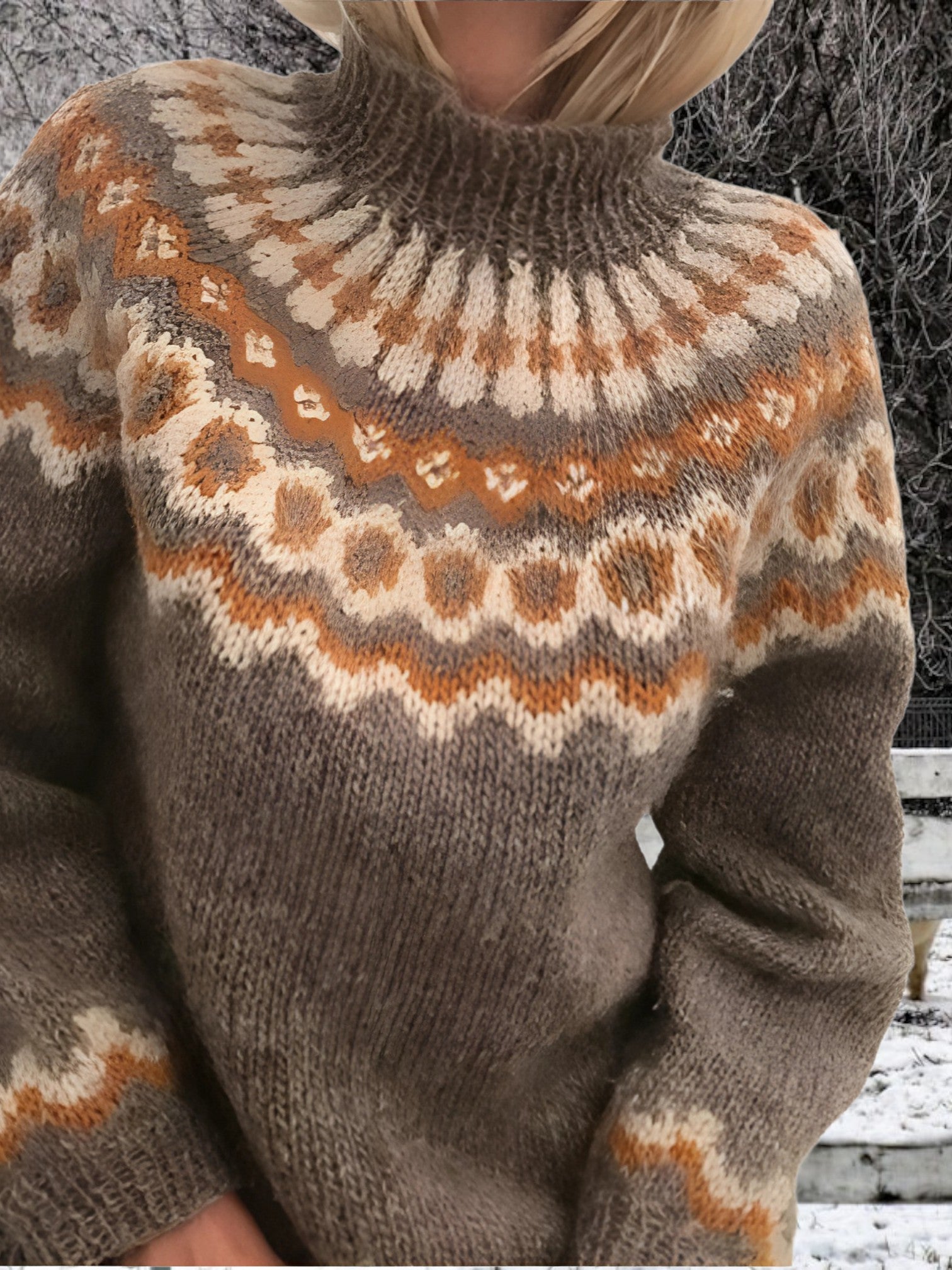 Rollkragenpullover Damen | Klassische Muster 0