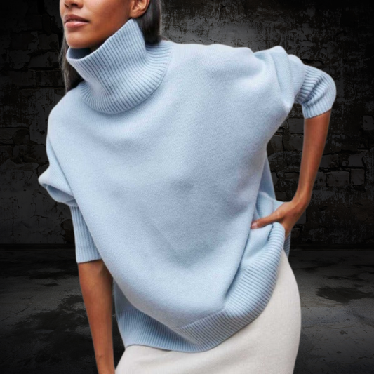 Rollkragenpullover Damen | Klassischer aus Acrylmix | Blau