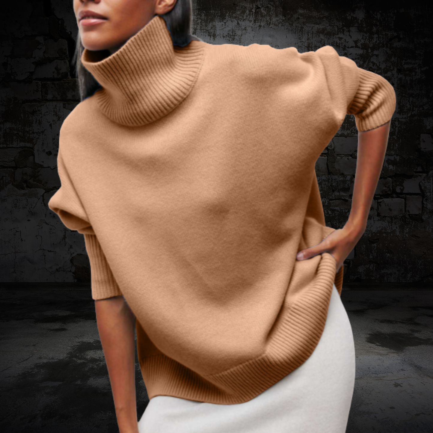 Rollkragenpullover Damen | Klassischer aus Acrylmix | Khaki